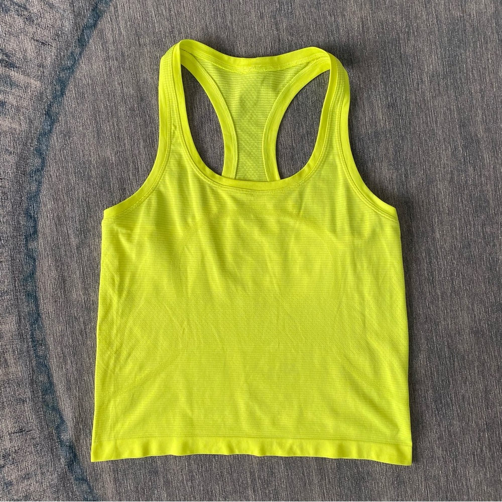 Lululemon Swiftly Tech Racerback Tank Top Waist Length Neon Highlight Yellow